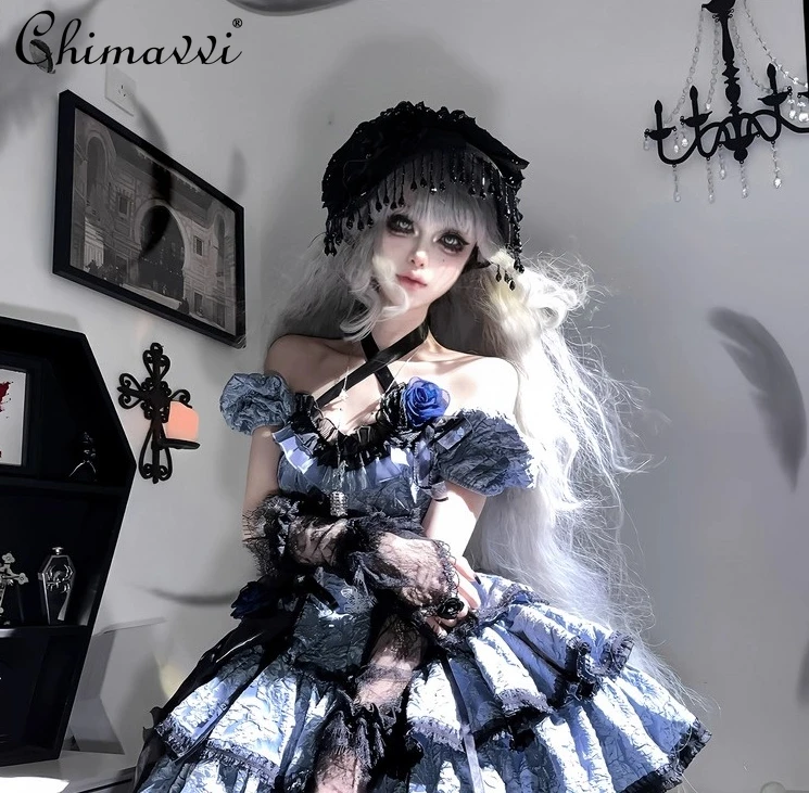 Robe Lolita gothique foncée OP originale, princesse douce et Cool pour fille, manches courtes, fête d'anniversaire, robe trois pièces, printemps été