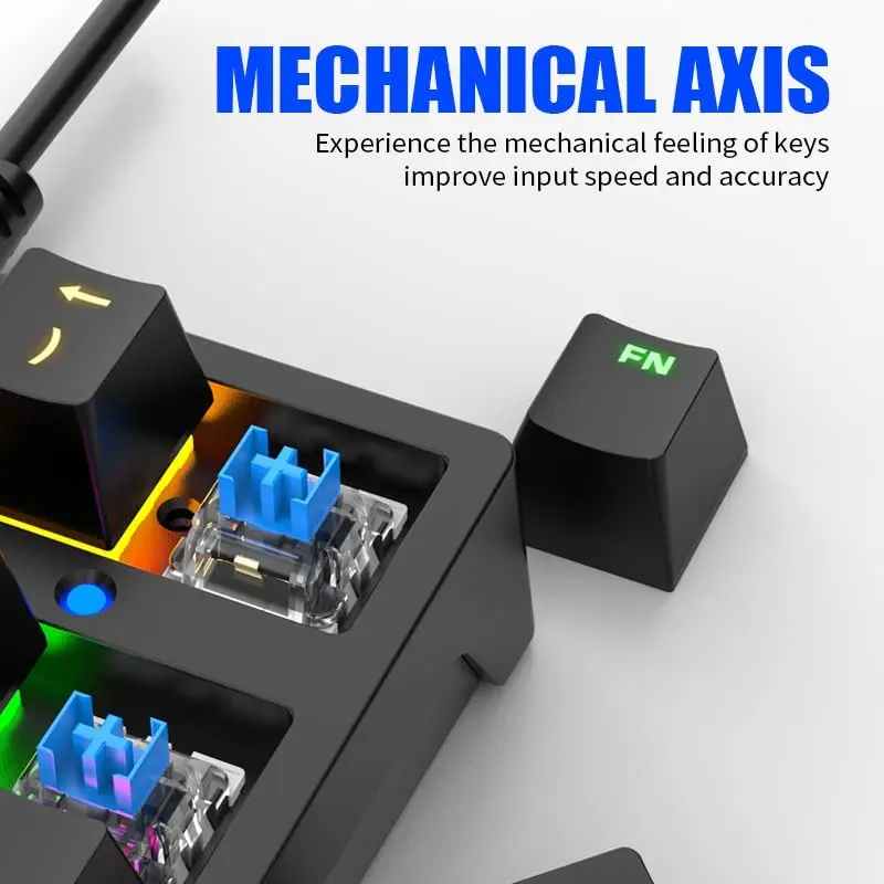 Mechanical USB Wired Numeric Keypad with RGB LED Backlit 21 Key Numpad Mechanical Numeric Keyboard for Laptop Desktop