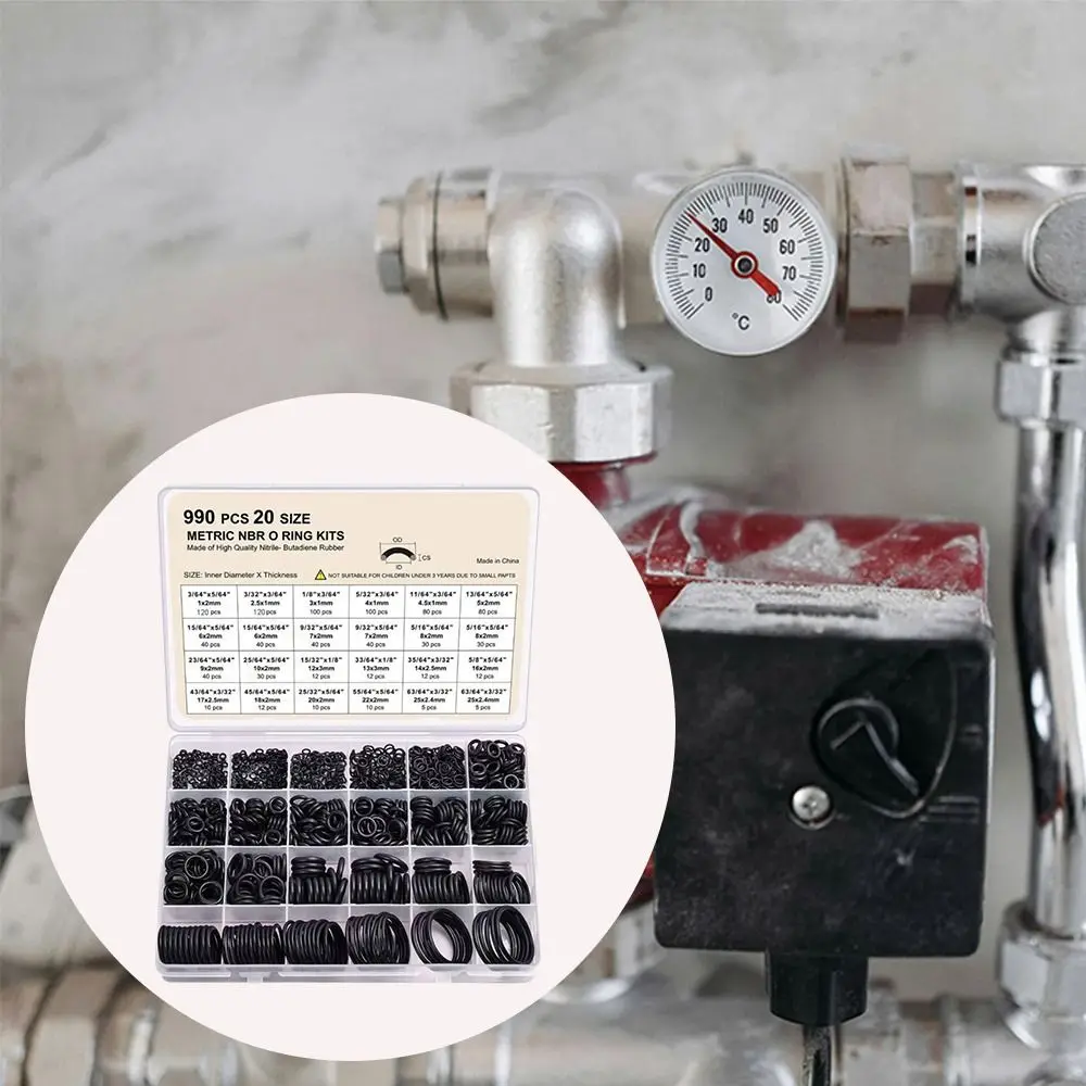 

Набор из 990 уплотнительных колец для кондиционеров: износостойкие резиновые О-кольца для обслуживания, устойчивые к высокому давлению