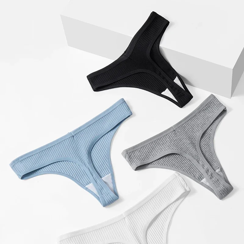 10Pcs/Set Cotton Underwear Women's Sexy Low-Waist Thongs Girls Sports Panties Stretchy T Back Soft Breathable Lingerie