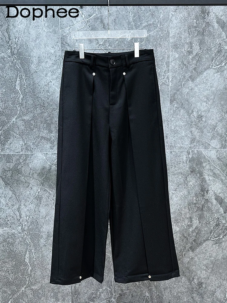 

Solid Color Personality Rivet Design Straight-Leg Pants All-Matching Casual Trousers Trendy Handsome Men's 2024 Spring New Pants