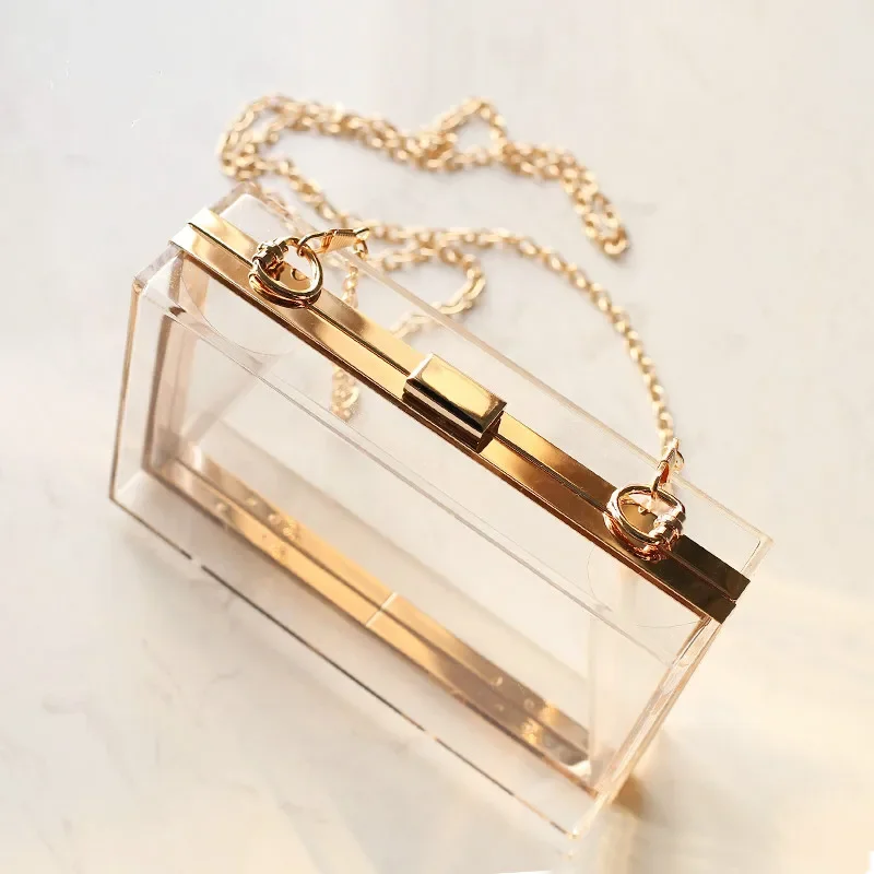 New Acrylic Transparent Women Clutch Bag Chain Luxury Brand Women Messenger Bag Evening Bag Handbag Chain Shoulder Bag