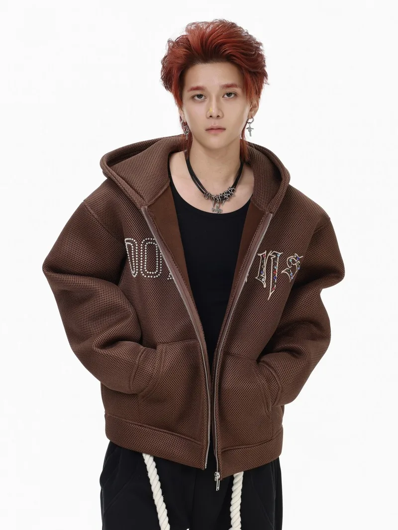 2025 Autumn Winter New American High Street Fashion Trend Hooded Sweatshirt Loose Casual Fleece Cardigan Jacket Unisex