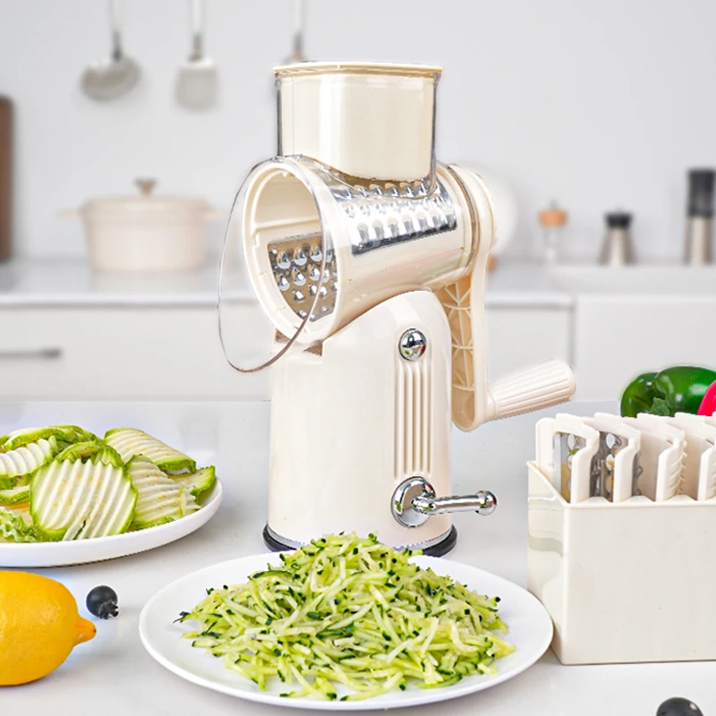 

5 Adjustable Tools Multifunctional Manual Roller Nut Cheese Mandolin Cutter Fruit Rotary Vegetable Grater Shredder