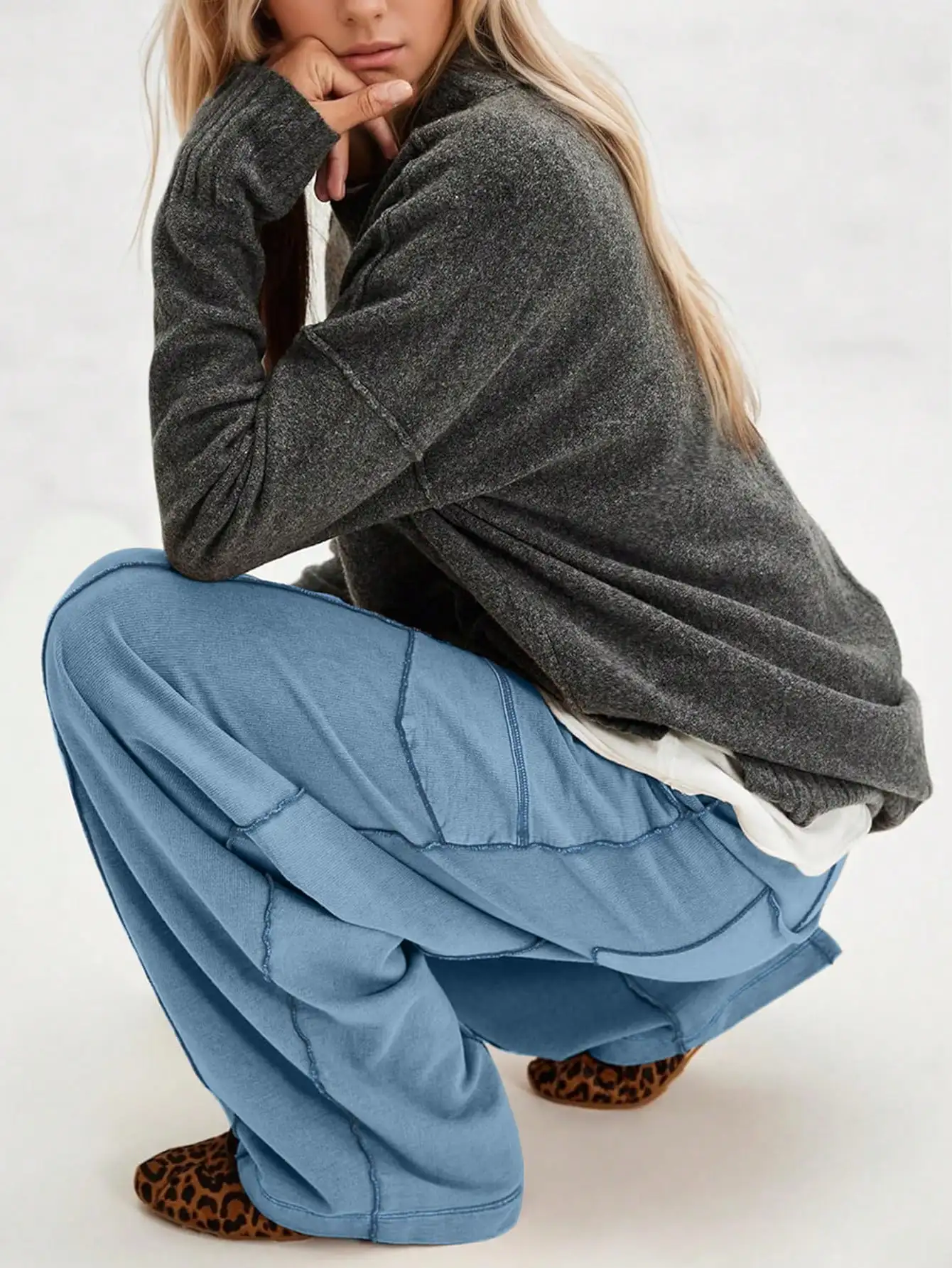 

Женские широкие спортивные брюки с высокой талией и шнурком, свободного кроя, для отдыха и занятий спортом