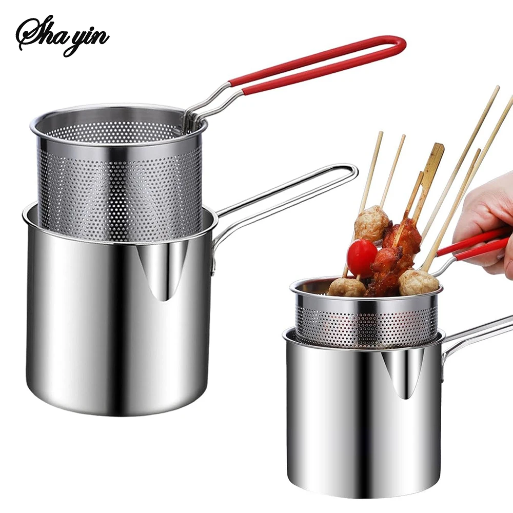 

Stainless Steel Deep Fryer With Frying Basket Multifunctional Small Pot Kitchen Specific Frying Chicken And Other Cooking Tools