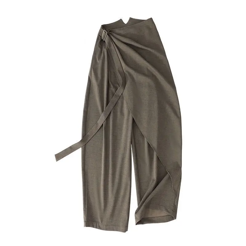2026 Summer New Blended Multi-layer Streamer Casual Wide-leg Trousers for Women