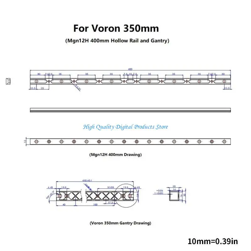 U2JE per le parti guida vuota della stampante Voron e Gantry per Voron V0 / 300mm / 350mm (1 set)
