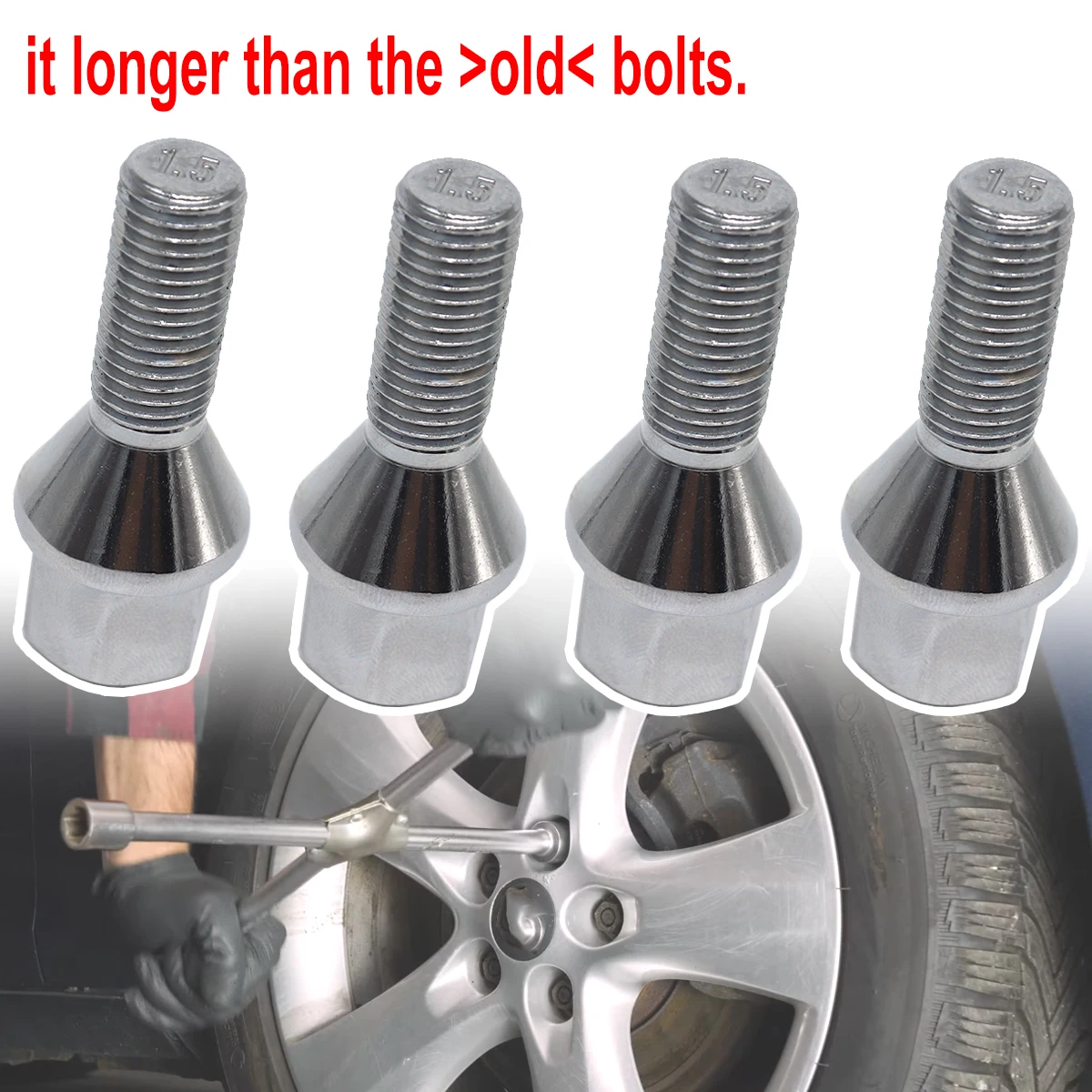 

4pcs/5pcs Car Wheel Tyre Nut Stud For Fiat Croma (194) Punto (199) Grande Punto 2005 Lug Bolt Screw Replacement Longer 51732885