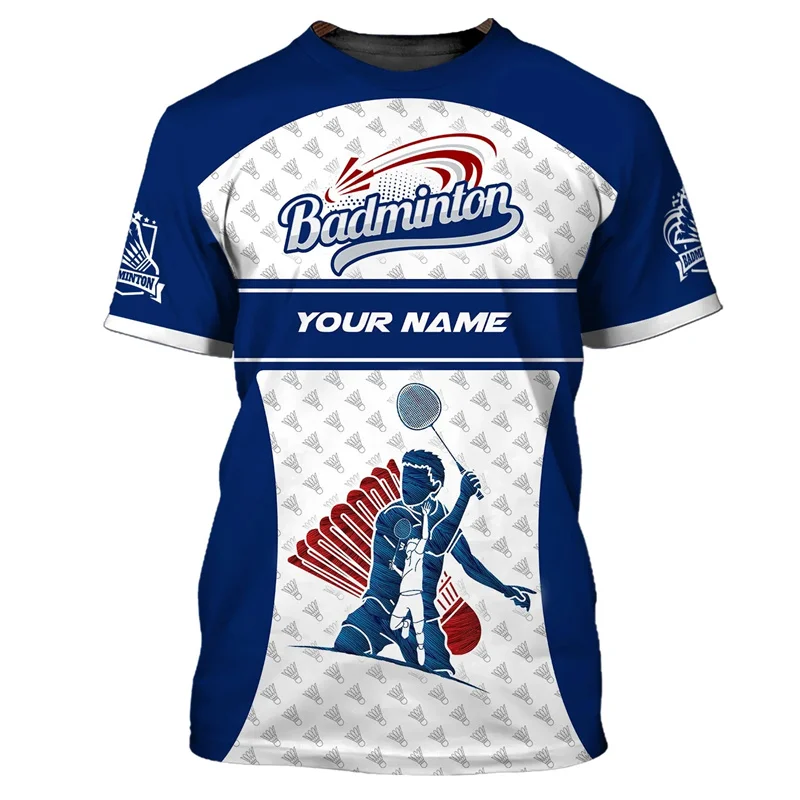 

3D Printing Custom Name Men's T Shirt Badminton Pattern Fashion Tees Outdoor Daily Exercise Quick Dry Crew Neck Short Sleeve Top