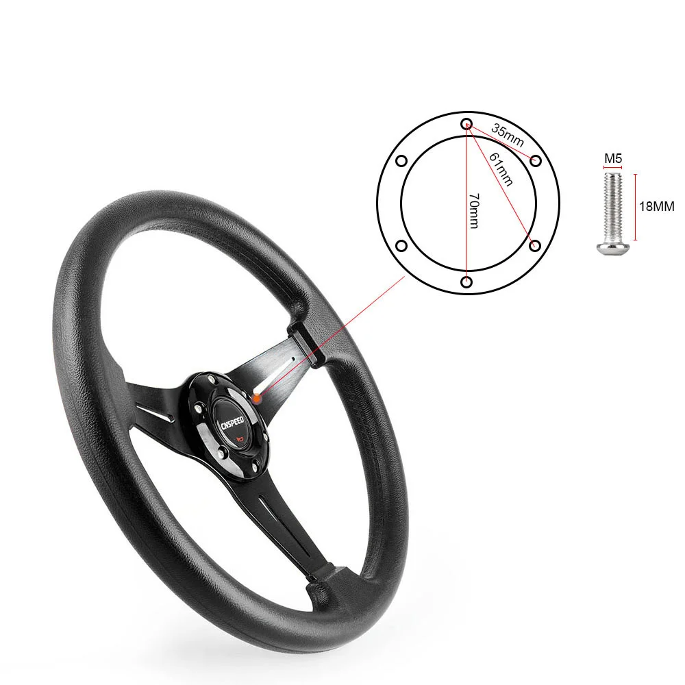 Universal Racing PU Leather Steering Wheel 350mm 14inch Aluminum Alloy Auto Sport Drifting Steering Wheels Deep Dish Corn Style