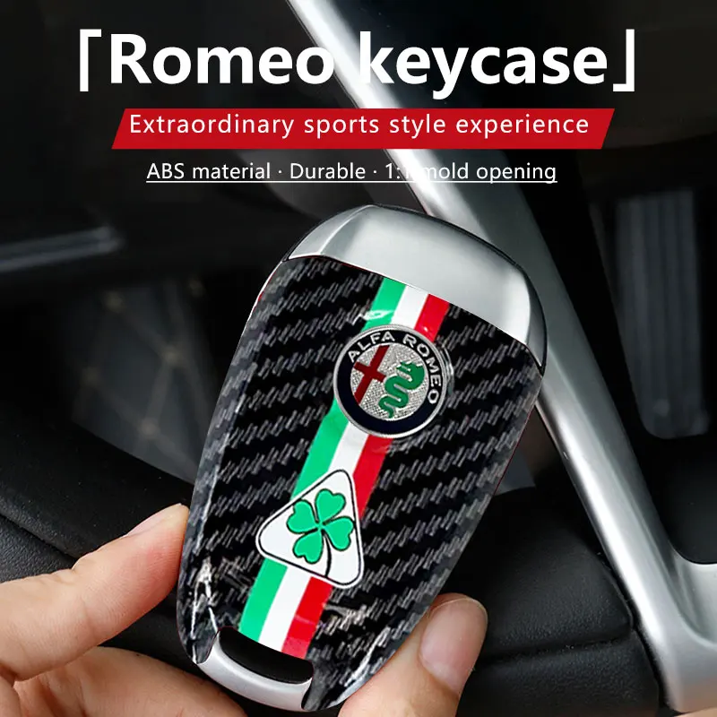 Funda de repuesto para llave de coche, estilo de fibra de carbono para Alfa Romeo Giulia Stelvio Tonale