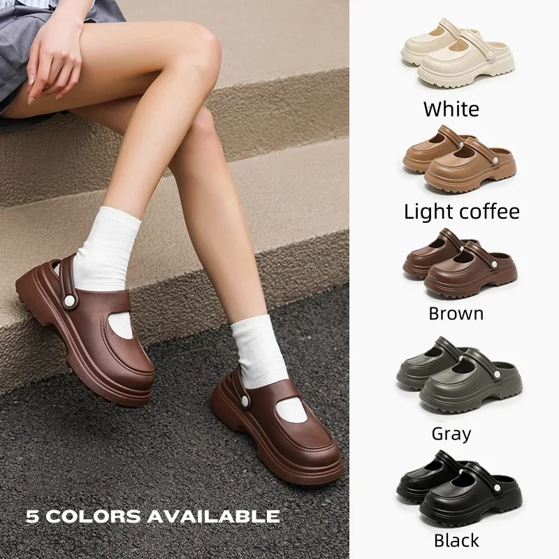 New Arrival Women Pumps Round Toe Platforms Hook&Loop Slippers Fashion Thick High Heels Shoes Woman Size 35-40