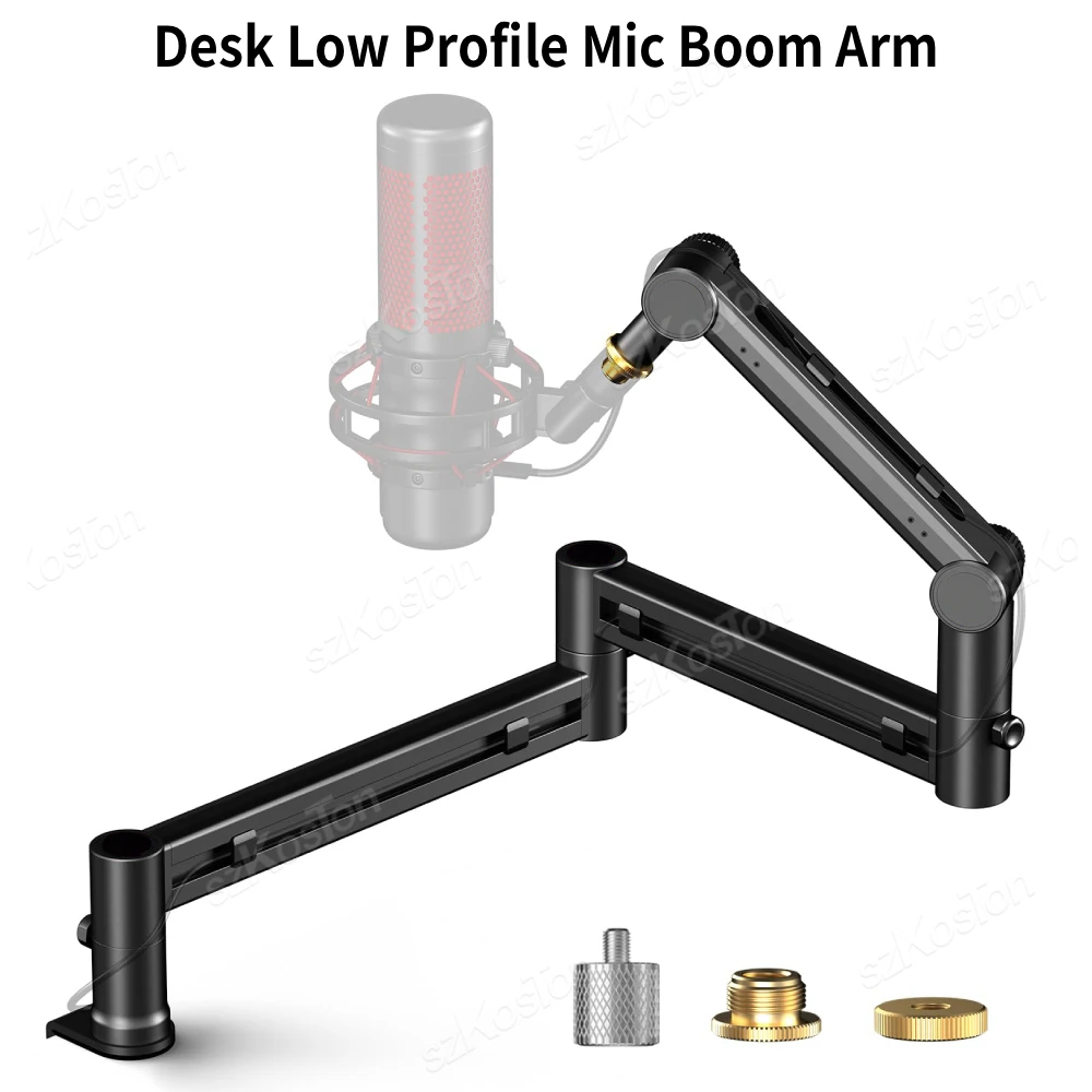 Profession Desk Low Profile Mic Boom Arm with Cable Management Adjustable Microphone Stand for HyperX QuadCast SM7B MV7 AM8 K688
