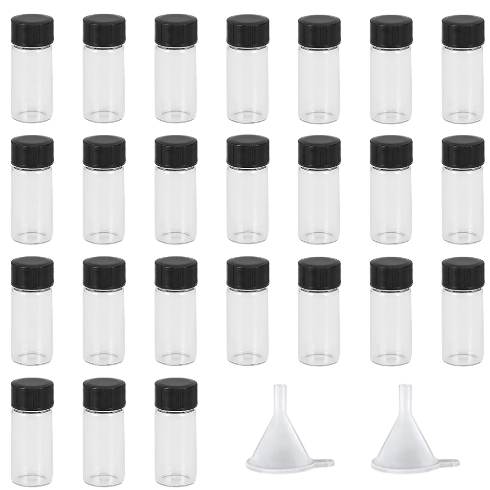 

24Pcs Clear Glass Vials Transparent Bottles Sample Storage Essential Oils Refillable Experiment Bottles Empty Glass Vial