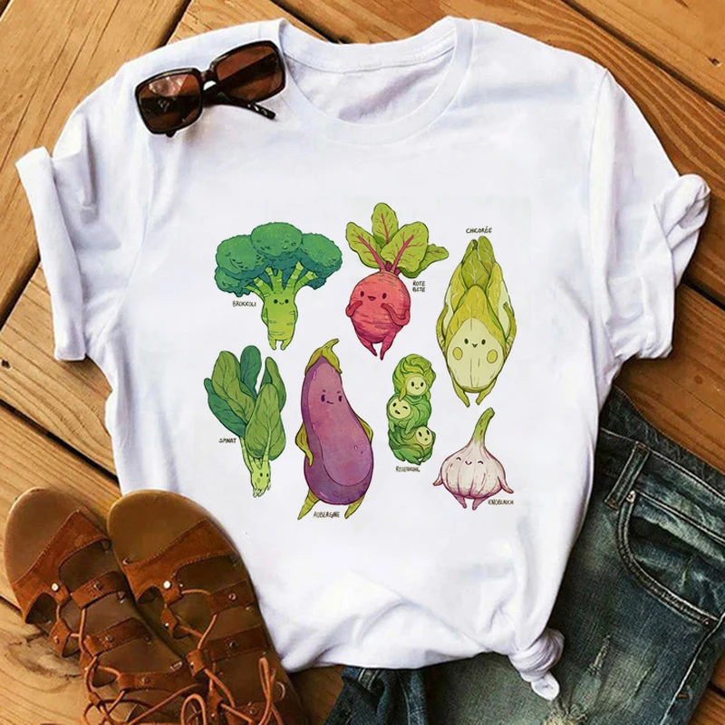 T-shirt da donna estiva a maniche corte con stampa di verdure T-shirt da donna da donna T-shirt grafica T-shirt da donna Tumblr