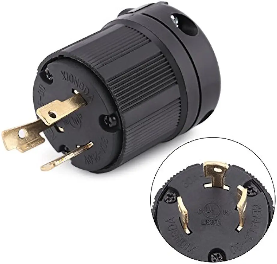 US Twist Lock Plug NEMA L6-30P 30A 250V, Industrial Grade 3 Pole Anti-Off Power Plug, Electrical Generator Plug Connecto