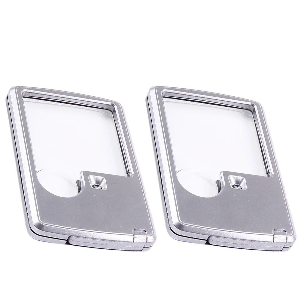2Pcs Handheld LED Magnifier Reading Magnifying Glass Square Portable Magnifier Light Brightness Relief for Seniors Comfortable