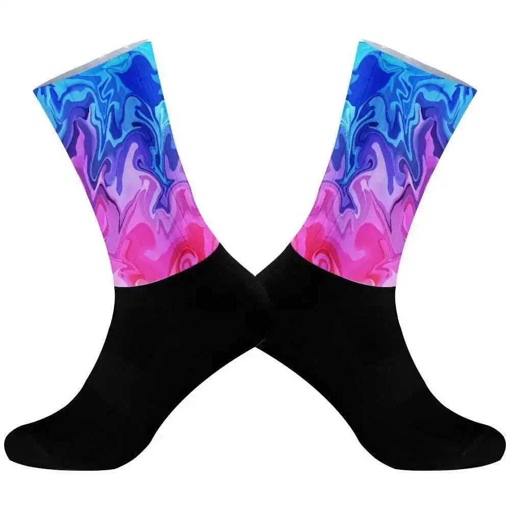 Kaus kaki sepeda profesional pria dan wanita, kaus kaki olahraga kompresi Anti selip untuk bersepeda, kaus kaki sepeda profesional untuk pria dan wanita 2024