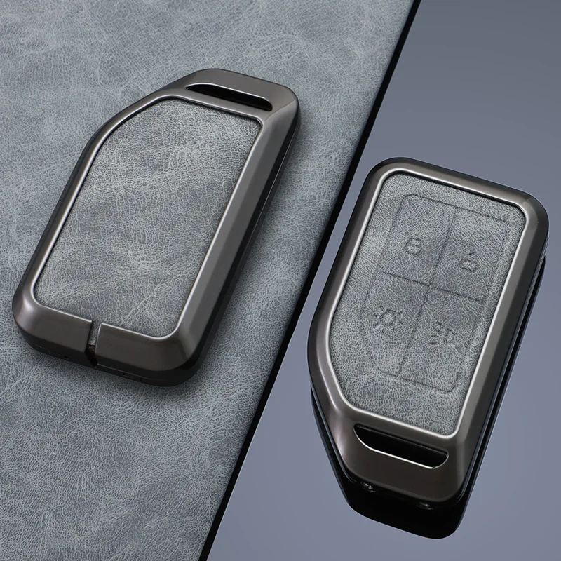 2/4 Buttons Metal Leather Car Remote Key Case Shell Fob For Volvo fh16 rc FM EVRO 6 fh Truck Semi Interior Styling Accessories