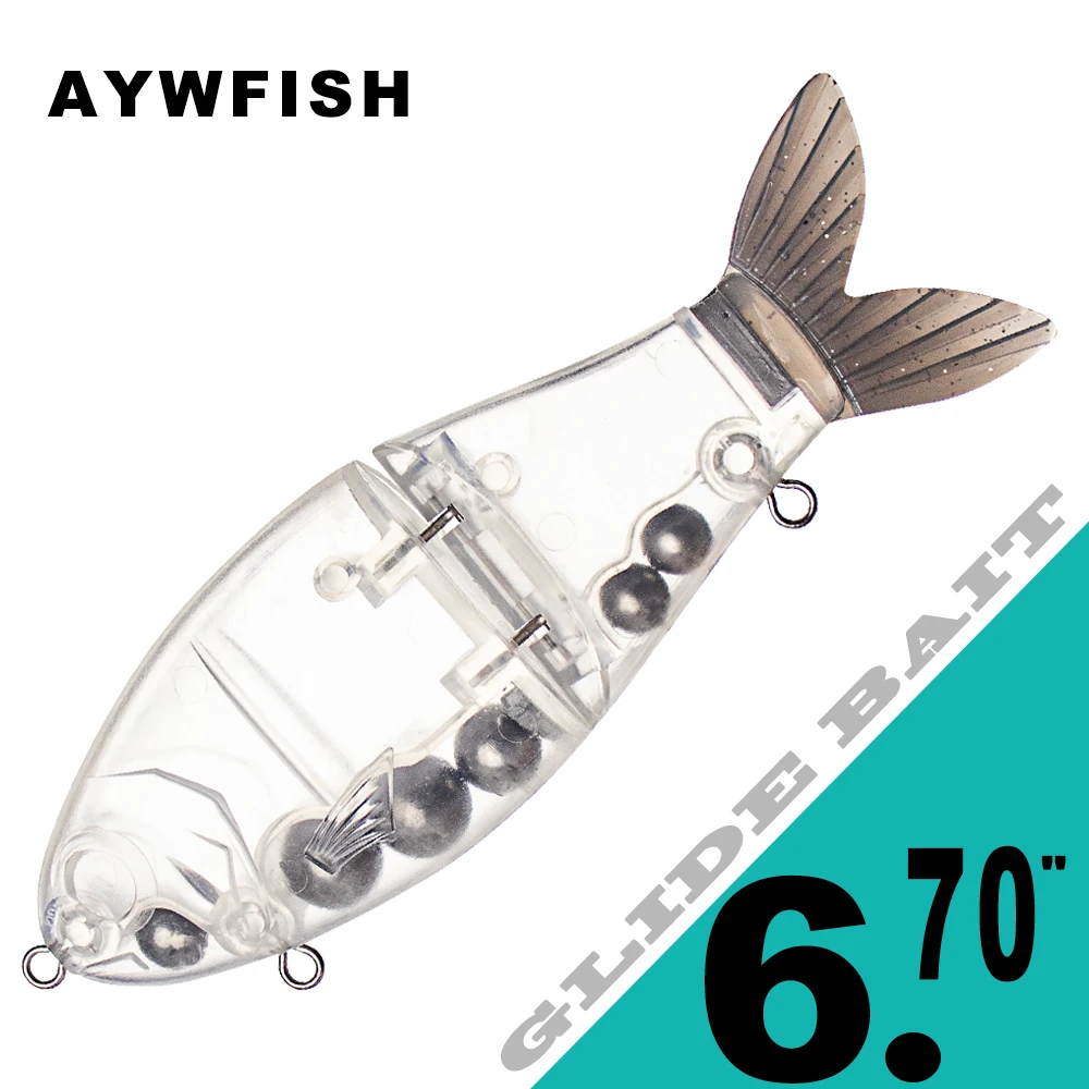 

AYWFISH Unpainted Glider Bait Blanks Large Fishing Tackle 17CM 104.5G Sinking Jointed Swimbait Blank 3PCS / LOT