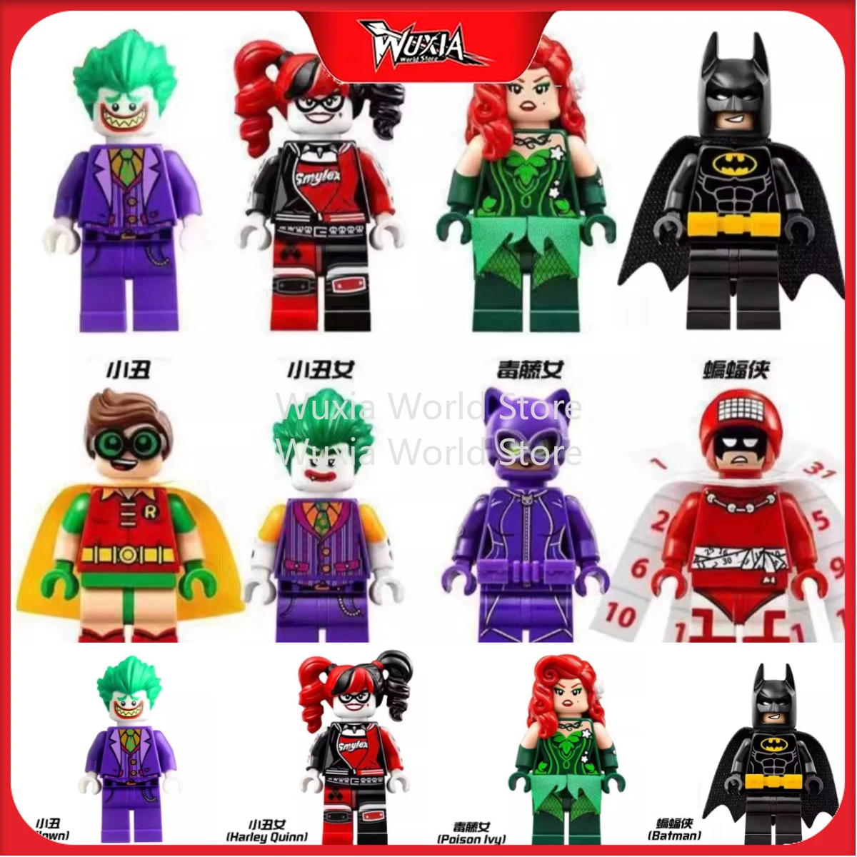 Bloques de Construcción de la Serie Superhéroes, Minifiguras de DC Comics, Incluye al Joker, Batman, Calendar Man, Robin, Catwoman, Figuras de Juguete para Armar