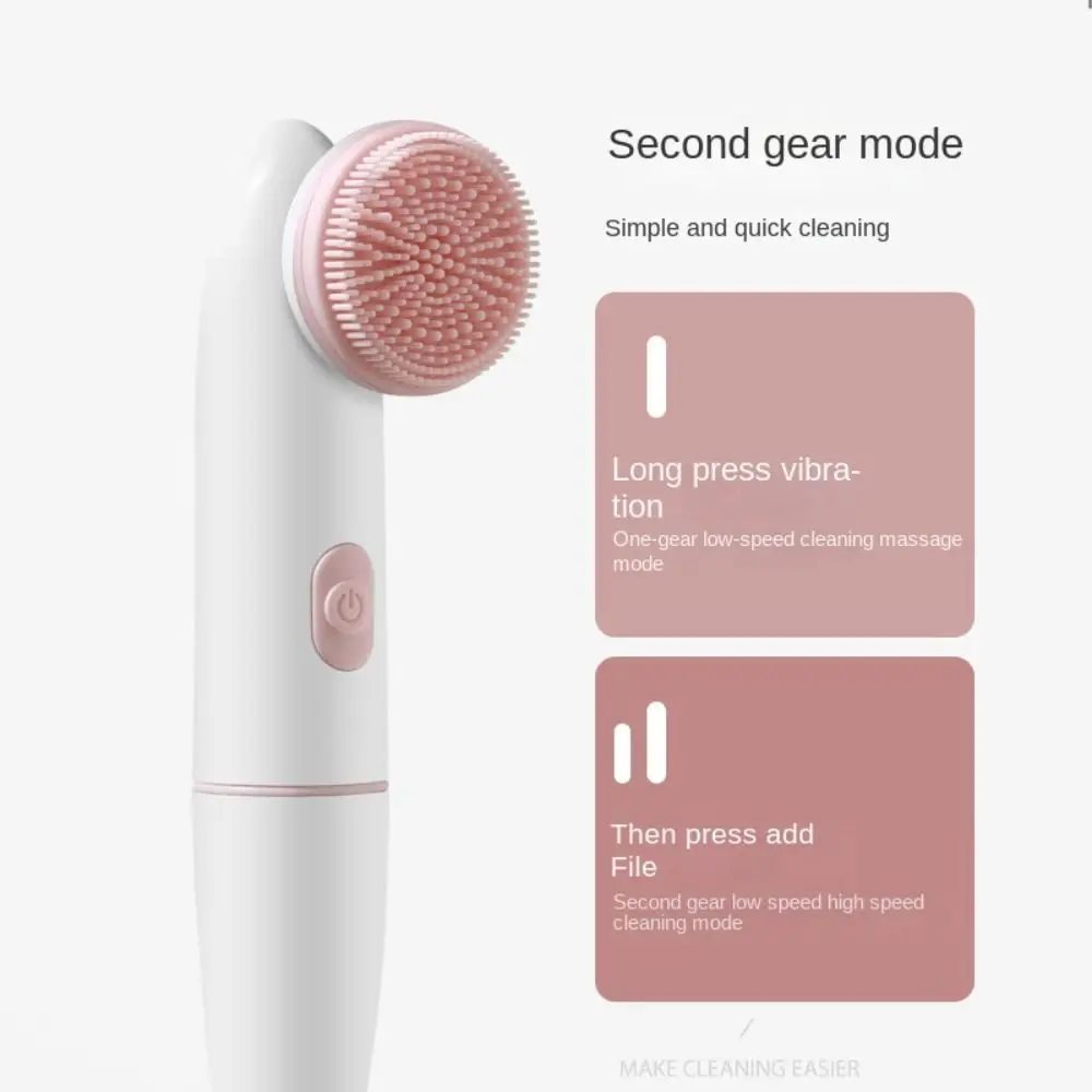 Waterproof Electric Facial Cleanser Two-in-one Two Modes Vibrating Cleansing Brush Silicone Soft Exfoliating Facial Brush