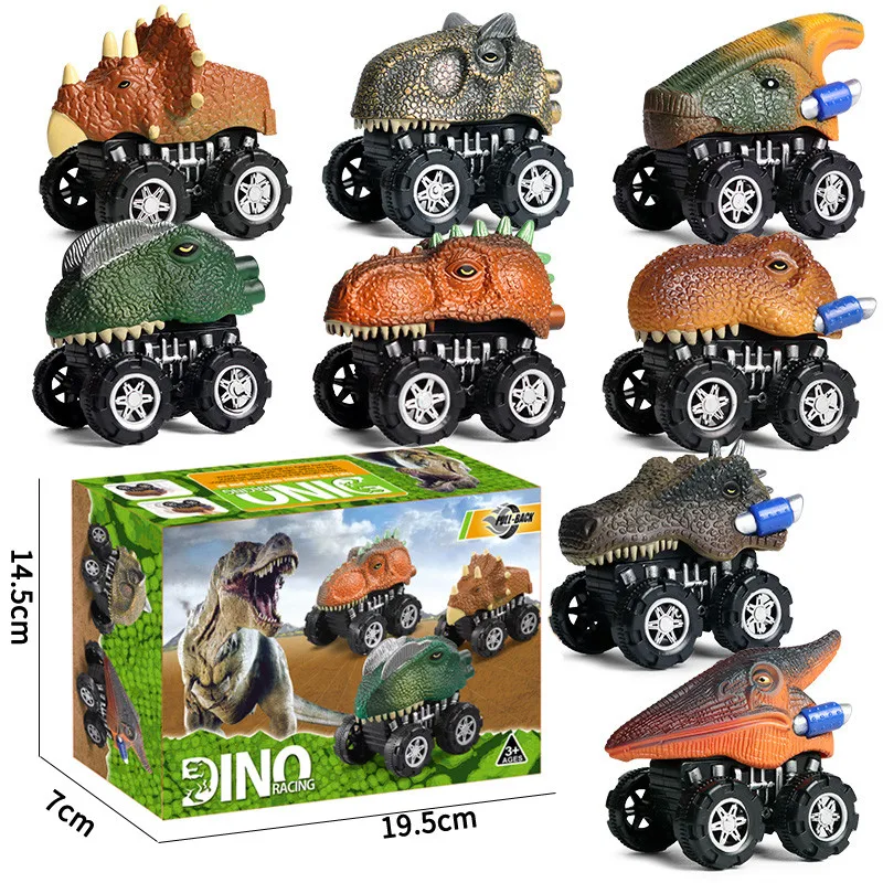 Jurassic Dinosaur Mini Pull Back Car Simulation Animals Model T-Rex Predator Carnotaurus Cute Vehicle Truck Kids Toy Gifts