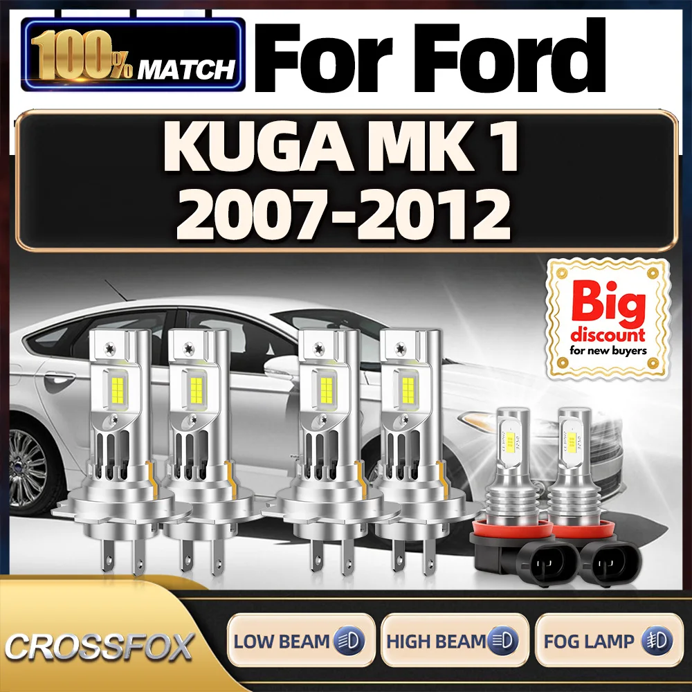 CROSSFOX-bombillas de faros LED Canbus, ampollas de faros superbrillantes, lámpara antiniebla para Ford KUGA MK 1 2007 2008 2009 2010 2011 2012