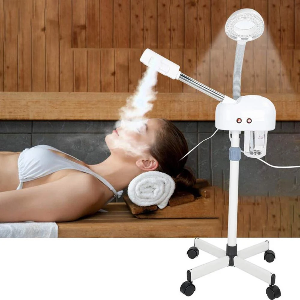 Ozone Facial Steamer 2 IN 1 Hot Steam Sprayer Humidifier With 5X LED Magnifying Lamp Mist Aromatherapy 360° Rotatable Vaporizer