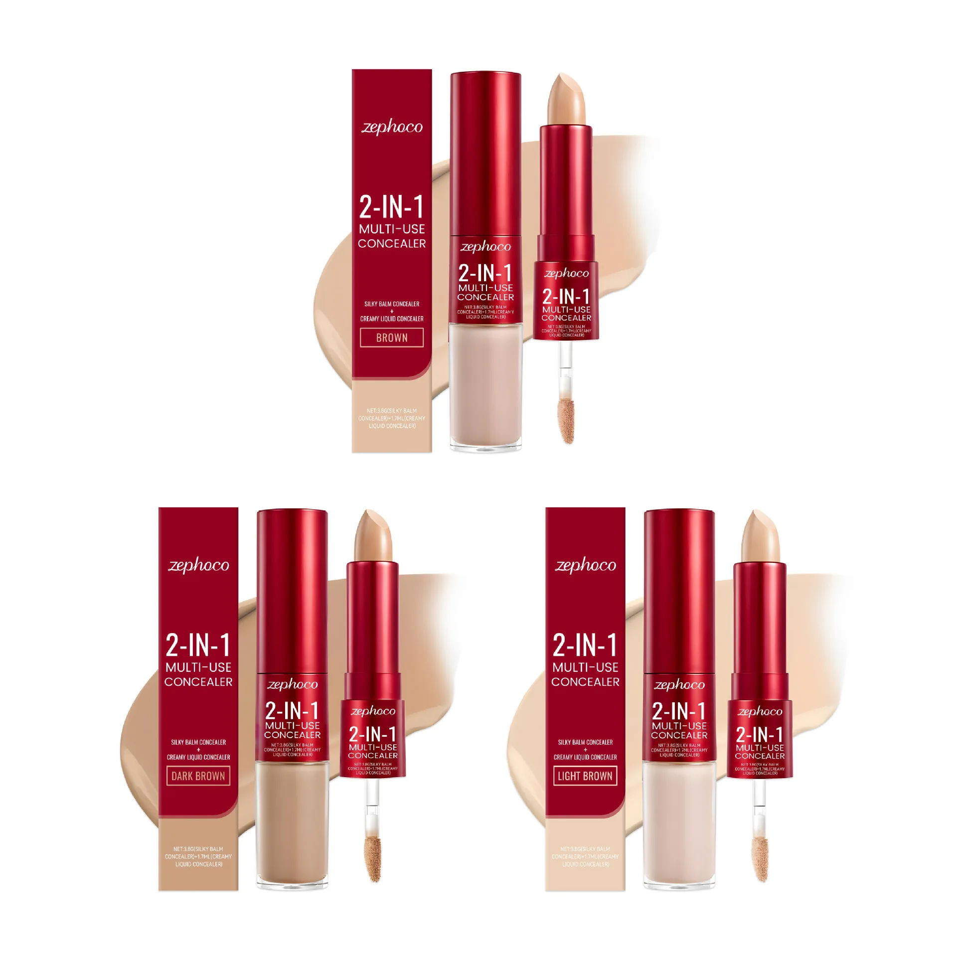 คอนซีลเลอร์รองพื้น 2 in 1 ปกปิดรอยสิว ลดความหมองคล้ำรอบดวงตา กันน้ำและกันเหงื่อ