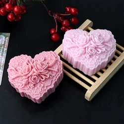 Rose heart shaped silicone soap mold DIY handmade rose love cake chocolate baking mold scented candle soap handicraft production