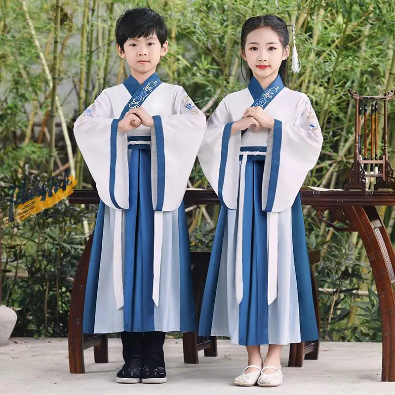 Boys Hanfu Summer Thin Short Sleeve Children's Ancient Costume Set 2024 Men's Clothing Pants Thin Material Other Spring Onlin...