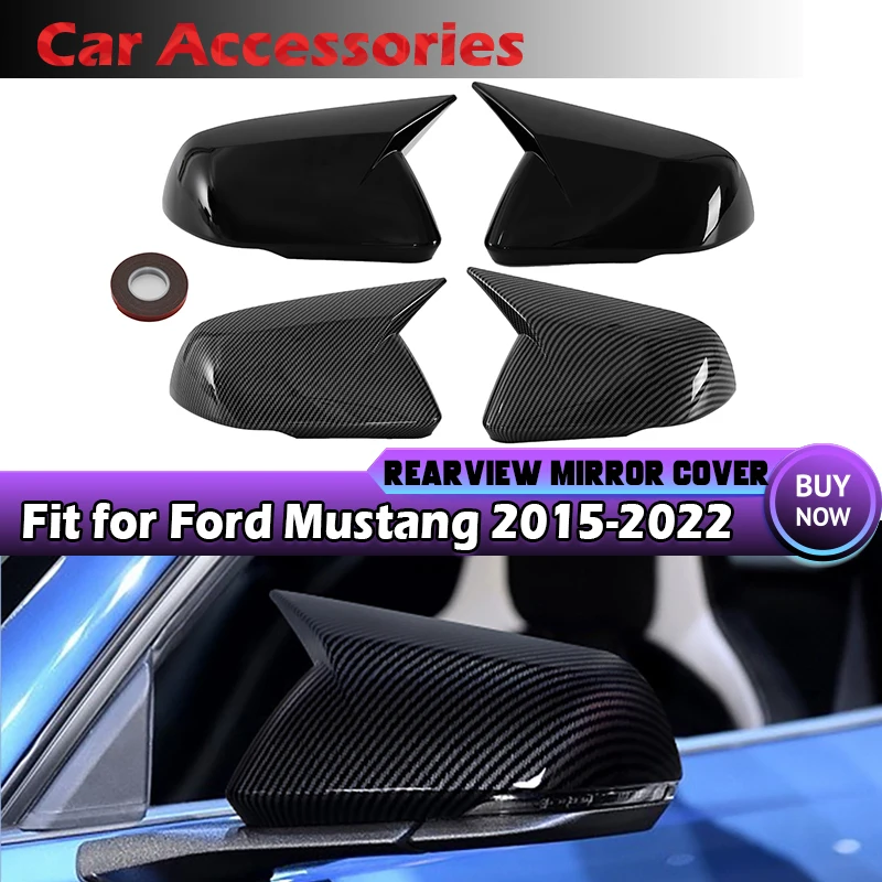 Car Rearview Mirror Cover Wing Side Mirrors Cap With/No Signal Light  For Ford Mustang 2015-2022 Auto Exterior Accessories