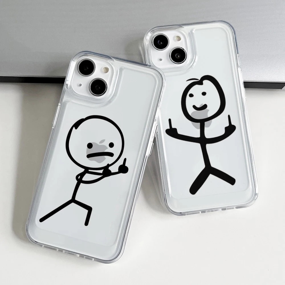 Dễ Thương Coi Thường Matchstick Nam Không Gian Trong Suốt TPU Ốp Lưng Điện Thoại iPhone 14 13 12 11 Pro Max XR XSMAX 8plus Trong Suốt Mềm Lưng