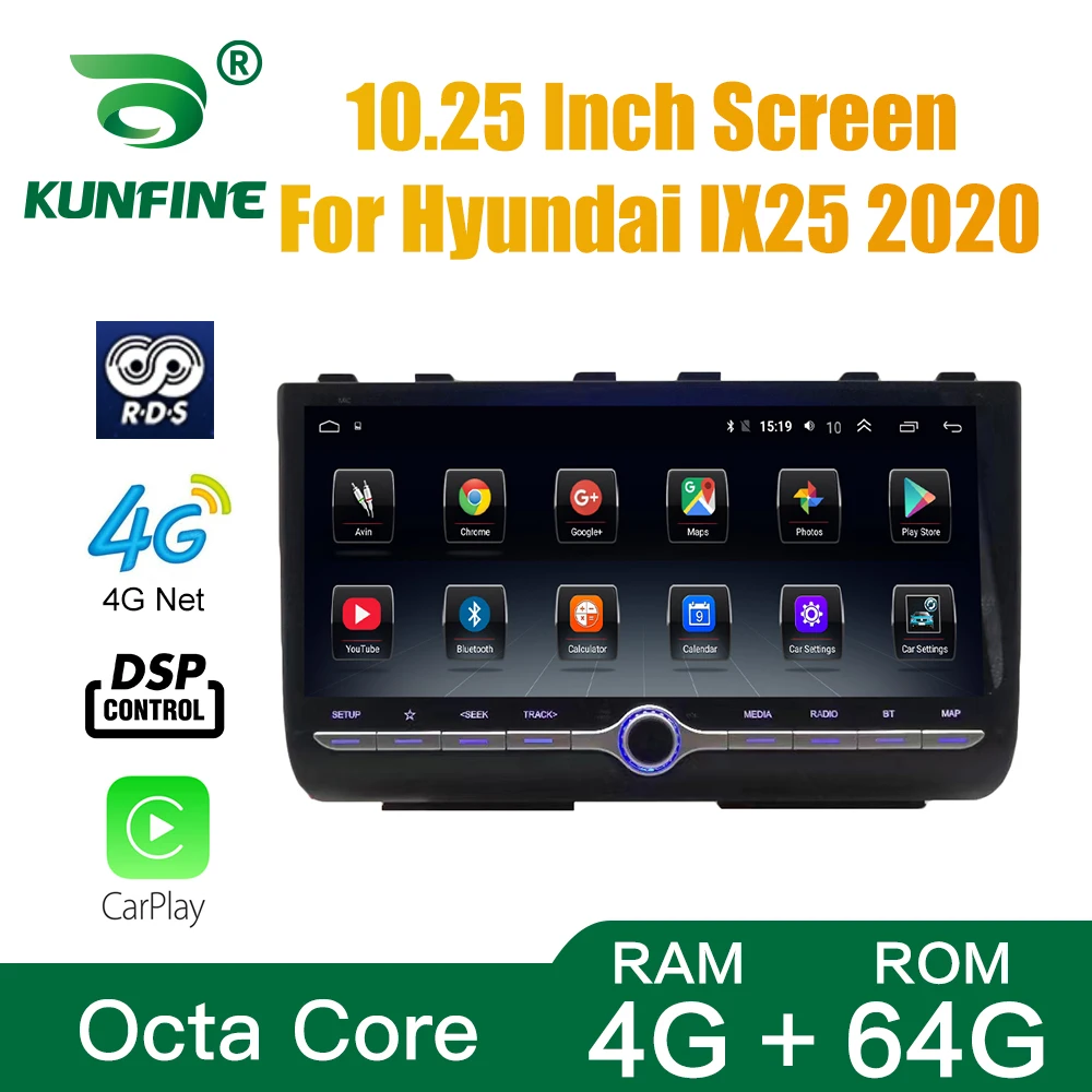 Tesla Screen Octa Core 4GB RAM 64GB ROM Android Car DVD GPS Player Deckless Car Stereo For Hyundai IX25 2020 Radio