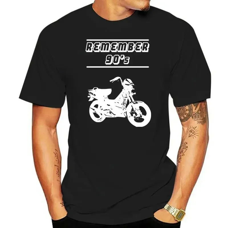 Camisetas de verano para hombre, camiseta 50 TOP Remember 90 motorino moto anni 90 anni 80 gialla nera bianca, 2023