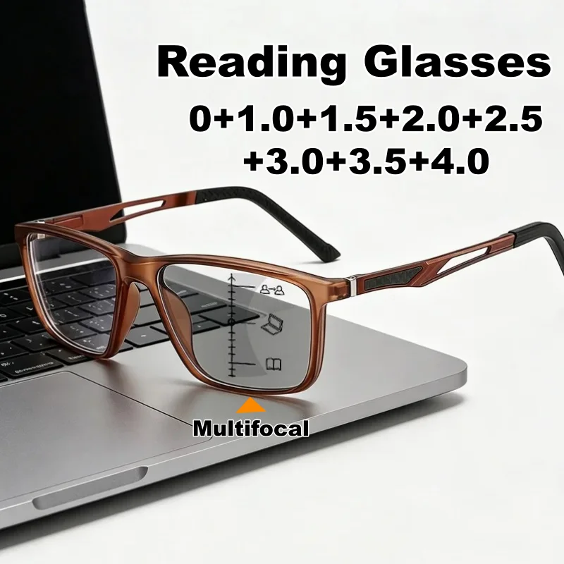 

Ultra-Lightweight TR90 Multifocal Photochromic Presbyopia Glasses Stylish Square Frame Unisex Near and Far Vision Reader Eyewear
