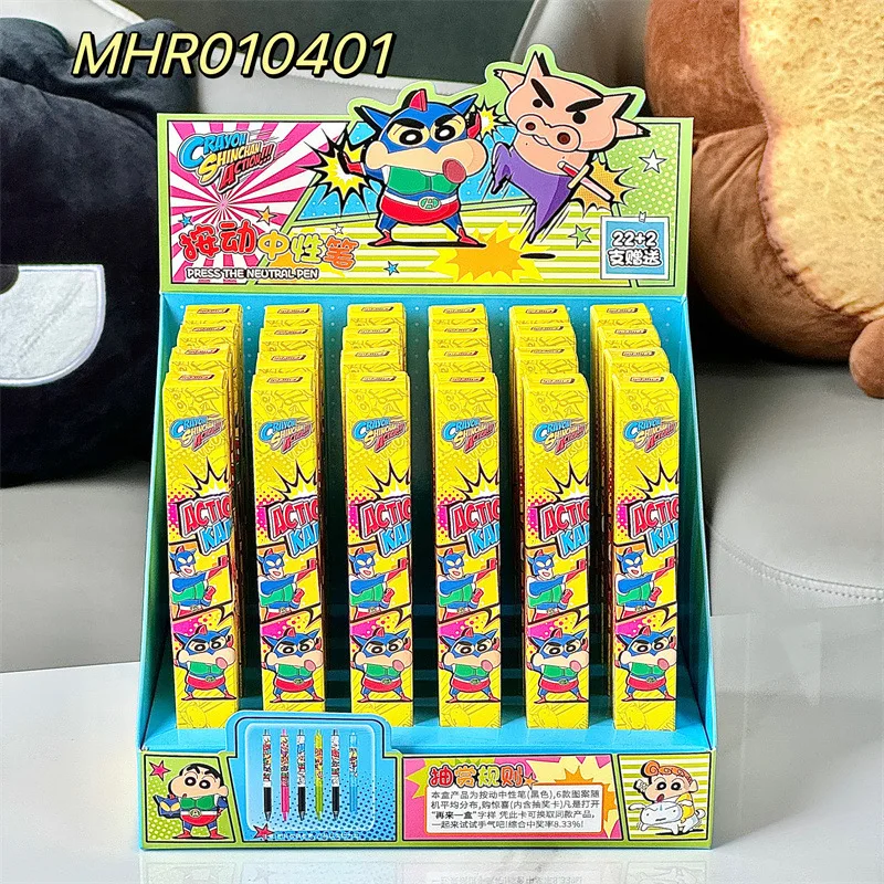 24pcs Hot New Cartoon Crayon Shin-chan Presses The Gel Pen  Low Center Of Gravity Cute Nohara Shinsuke Stationery Wholesale