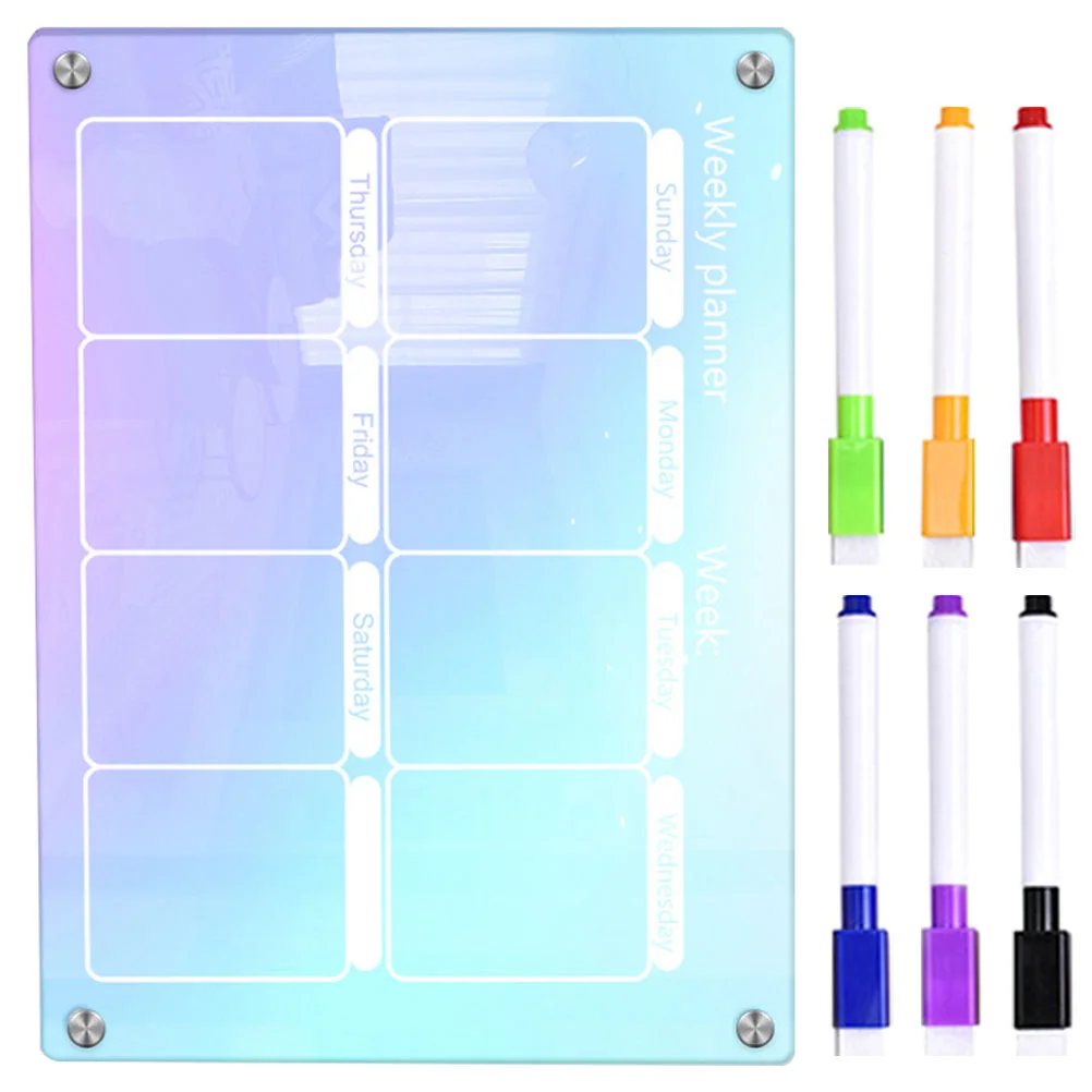 

Стираемая доска для письма, цветная Магнитная сухая стираемая для холодильника, Еженедельный планировщик, календарь для холодильника, настенная акриловая, белая
