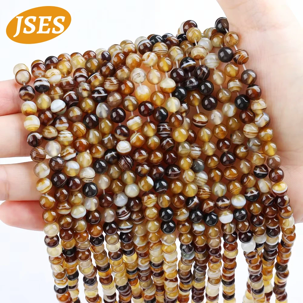 AAA Natural 6mm Coffee Stripe Agate Sardonyx Beads for Jewelry Making Needlework DIY Bracelets Earrings Accessories & DIY Gift