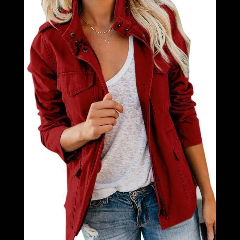 

Women's Long Casual Zipper Jaet Summer Outerwear Fem Faionable Breathable Comfortable Material