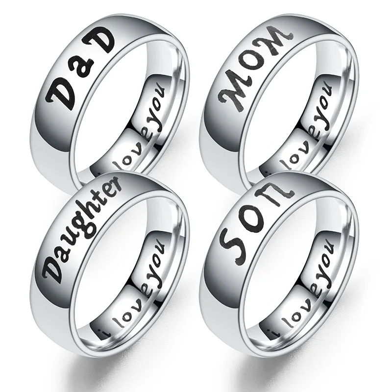 Hot Selling Trendy Stainless Steel Warm Couple Family Rings For LOVE MOM SON DAUGHTER Jewelry Accessories Wholesale Size 6-13 ﻿