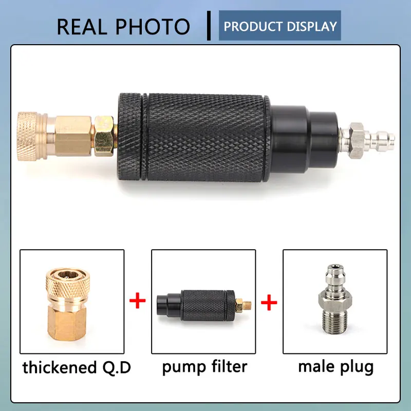 Hogedrukpomp Luchtcompressor Filter M10x1 Zwart Water-Olie Separator Luchtfiltering 40Mpa 400Bar 6000Psi 8MM Snelkoppeling