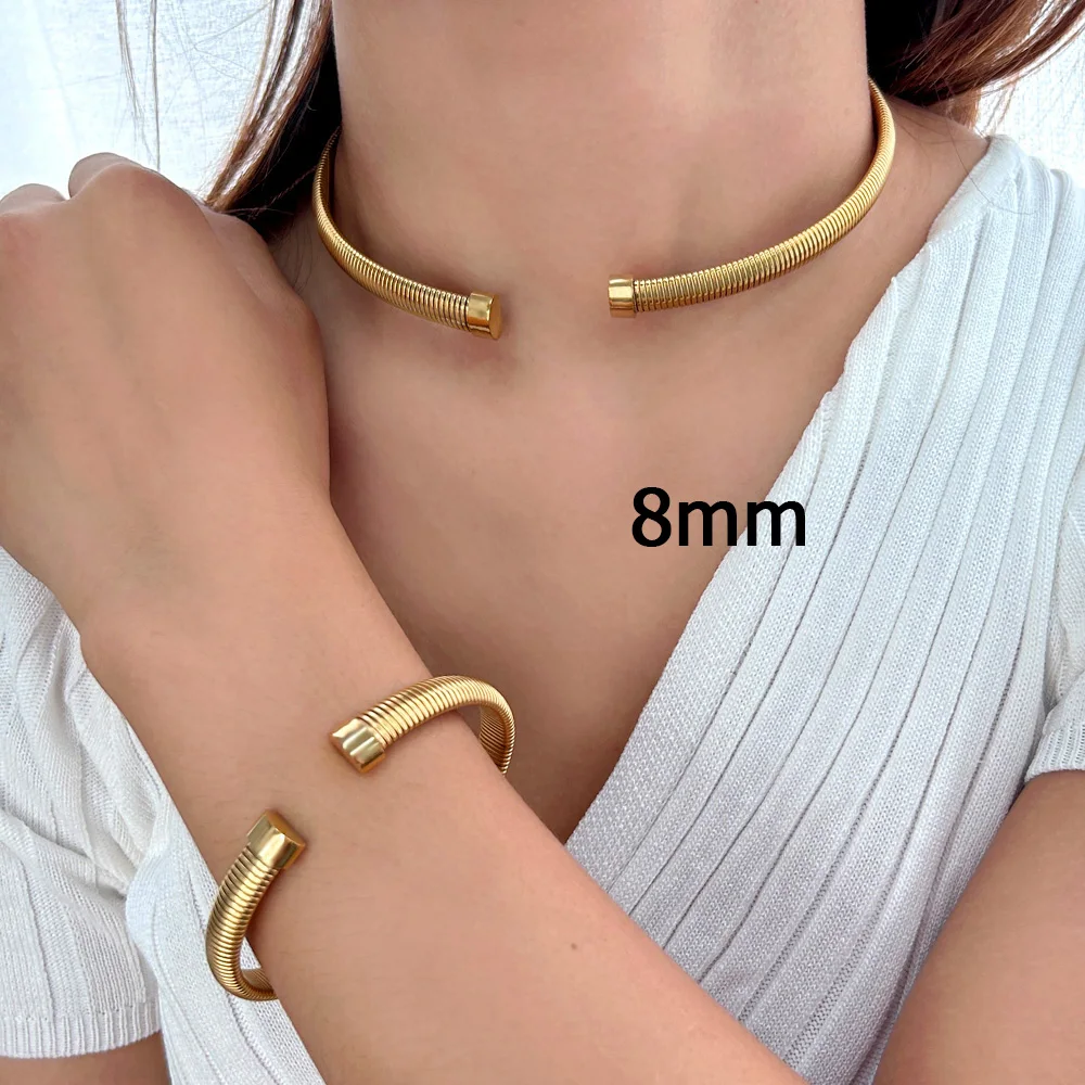 Punk Waterproof High Quality Stainless Steel Jewelry Set Stylish Unisex PVD 18K Gold Color Daily Wear Accessories Gift