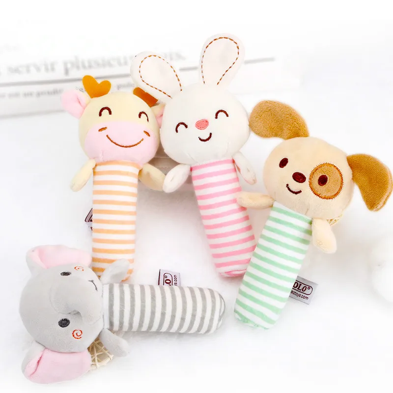 Cute Animal Rattle Cartoon Bunny Soothing Handbell Soft Cloth Sound Maker Plush Bed Bell Baby Ringing Baby Stick Newborn Gift 