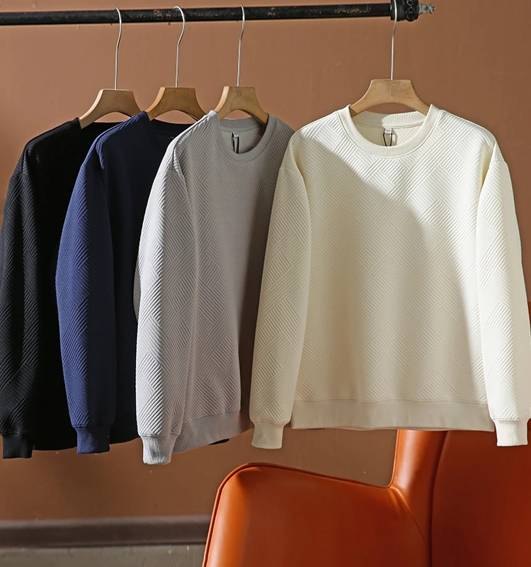 

Airy Cotton round Neck Sweatshirt Loose Fit Men's Fashion Casual Style Autumn Season Color Polyester Blend Hoodie