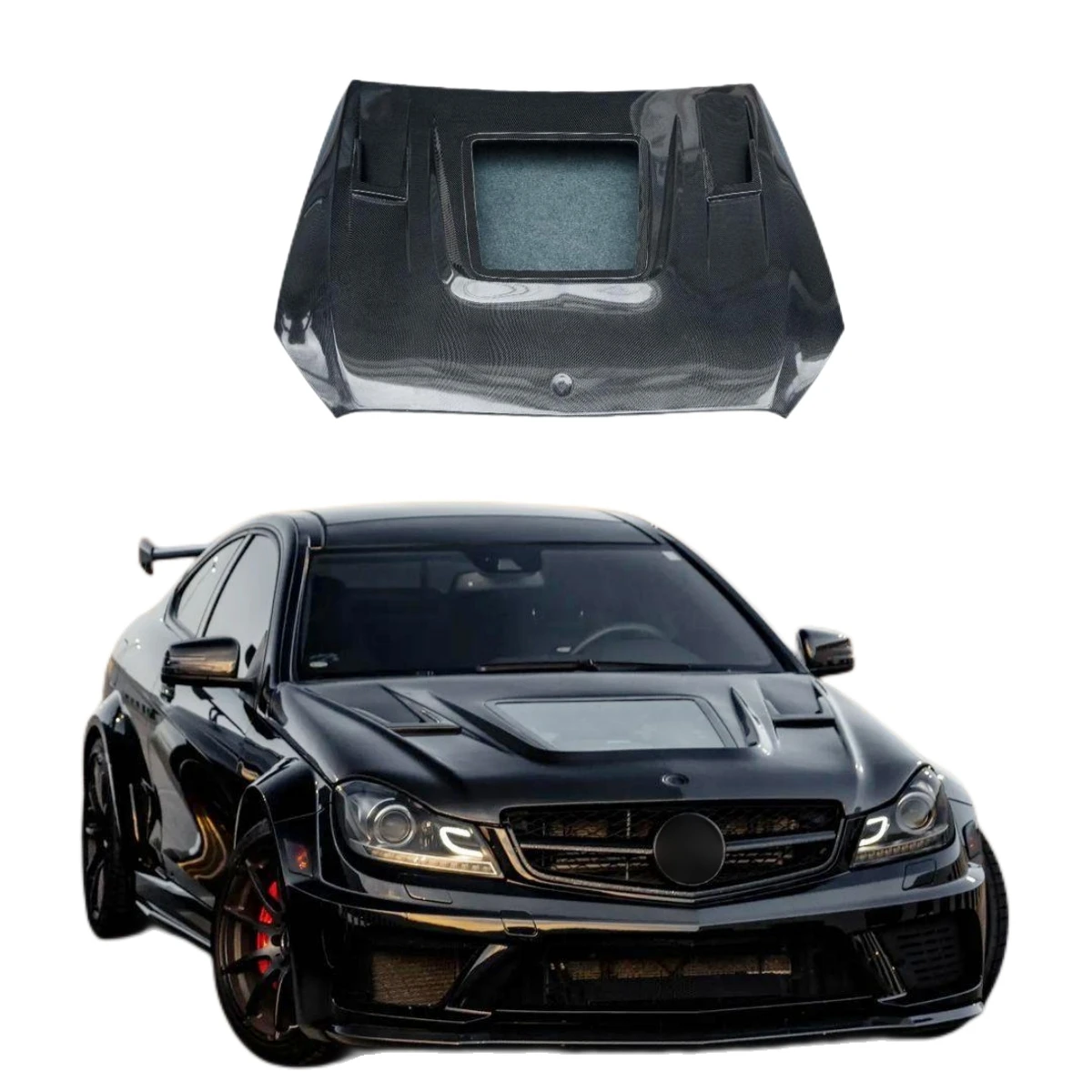 Style Carbon Fiber Engine Hood AMG C63 Car Bonnet For Mercedes Benz C Class W204