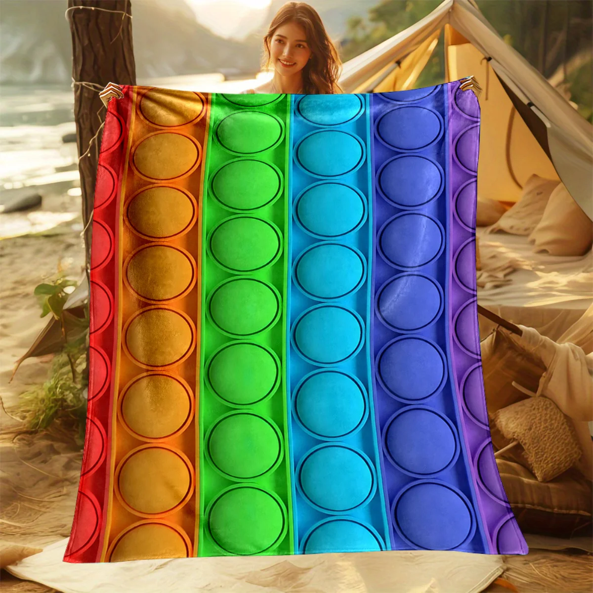 

Фланелевое одеяло с ярким пузырьковым узором, подходит для диванов, кроватей, офисов, путешествий, кемпинга, рождественских подарков и подарков для