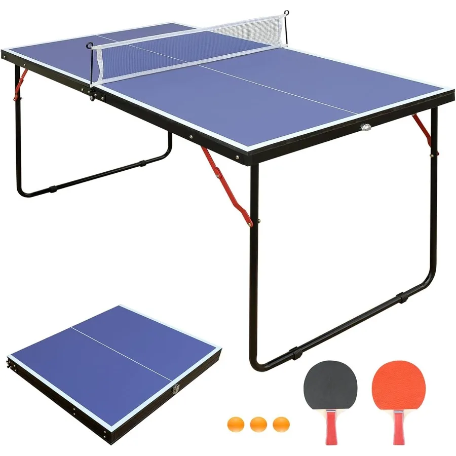 

Foldable Ping Pong Table Portable 4.5FT/6FT/9FT Table Tennis Table for Indoor Games with Quick Assembly Durable Design Compact